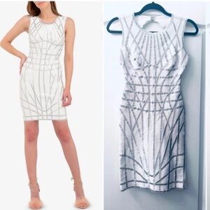 Herve Leger White and Silver Mini Dress XS